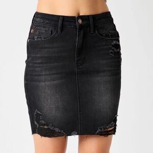 Judy Blue Black Distressed Denim Skirt Style: JB2824 BK